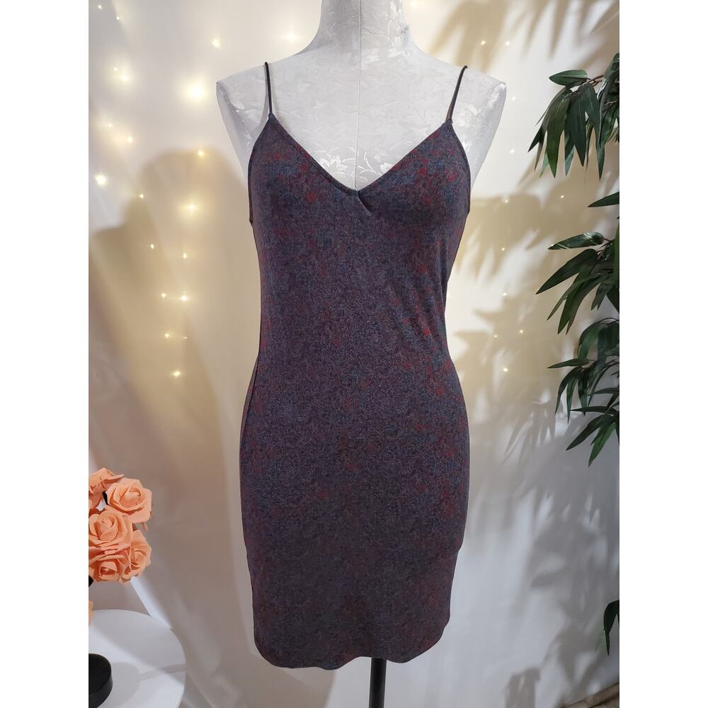 Obey Worldwide Ditsy Floral V-Neck Sheath Slip Dress Womens Size S Mini Multi